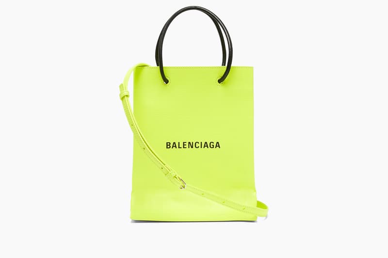 BALENCIAGA Neon Green leather Shopping Tote bag | HYPEBEAST DROPS