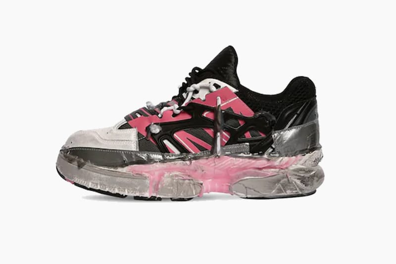 MAISON MARGIELA Black/Pink LEATHER/MESH SNEAKERS | Drops MAISON MARGIELA Black/Pink LEATHER/MESH SNEAKERS | Drops