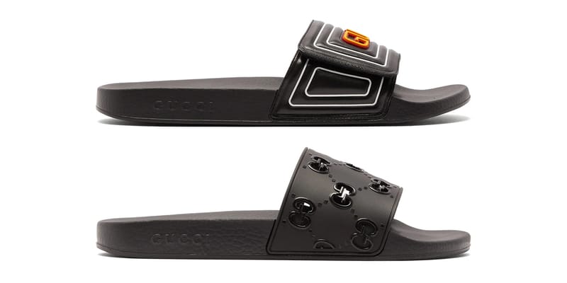 サンダル Gucci Leather Slides With All-Over Gg Motif gucci-gg-cut-out-logo-leather-