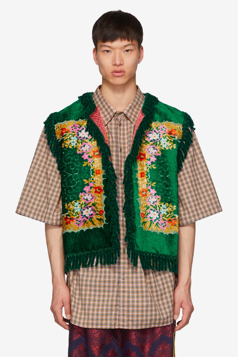 Gucci Green Floral Velvet Jacquard Vest Release | Hypebeast