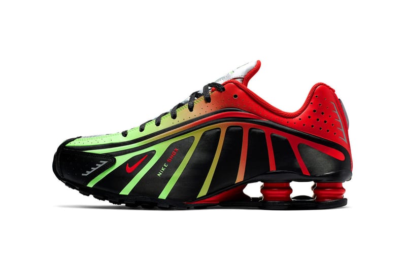 Nike shox r4 store red and black