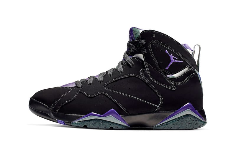 Jordan 7 black grey hot sale purple