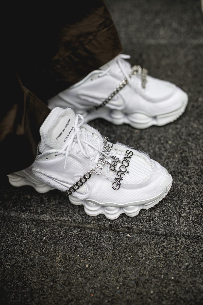 Cdg nike shox white sale