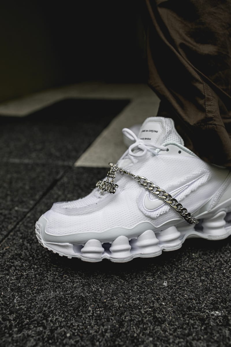 Nike shox tl on sale comme des garcons white