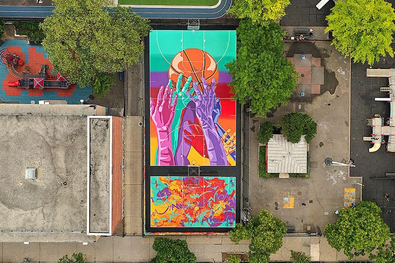 NBA x MADSTEEZ Brooklyn Basketball Court Mural Hypebeast