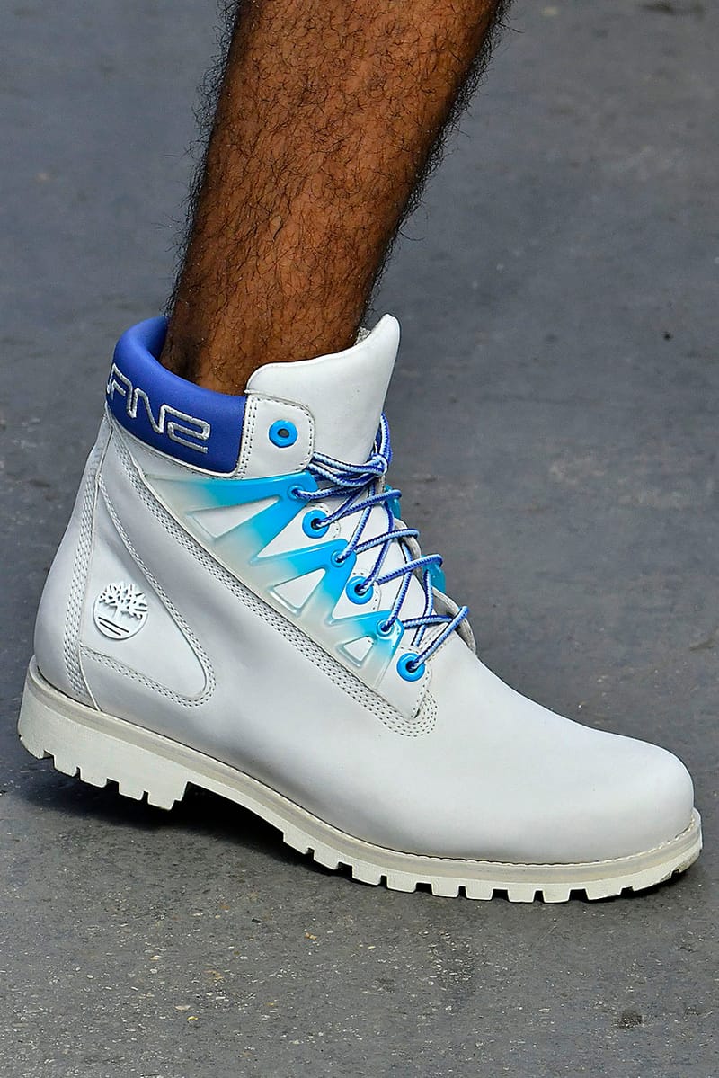 Blue and shop white timbs