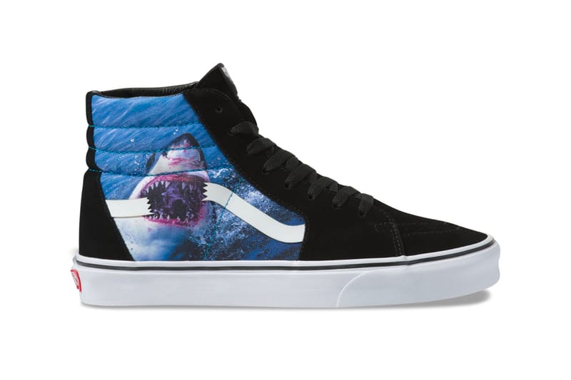 Shark week shop slip on vans