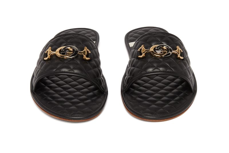 Gucci GG-Plaque Black Quilted Leather Slides | HYPEBEAST