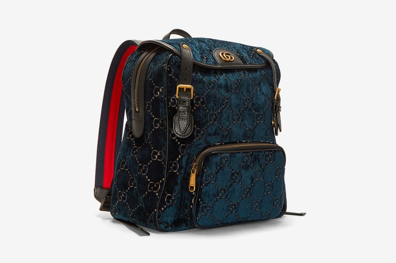 Gucci Monogram Blue Velvet Backpack Release Hypebeast