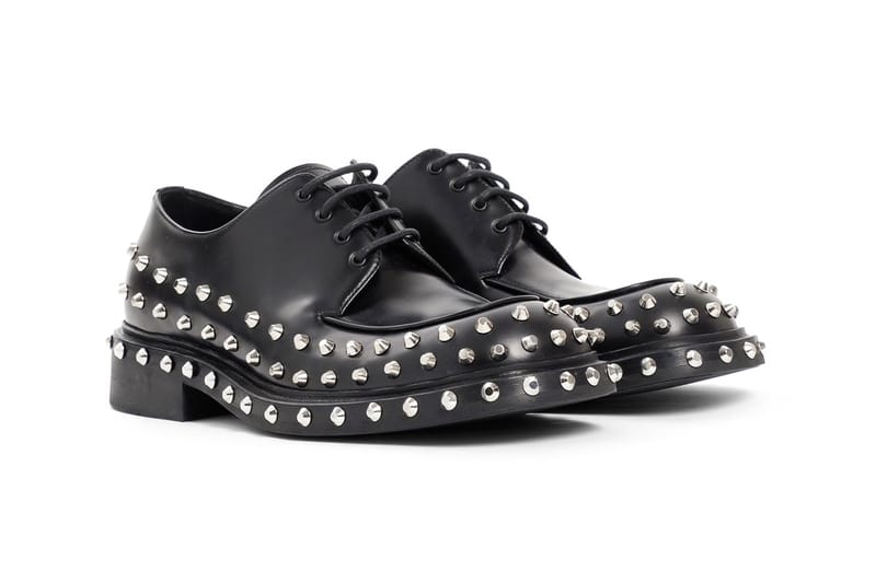 Prada Mens Black Studded Derby Shoes Release Hypebeast