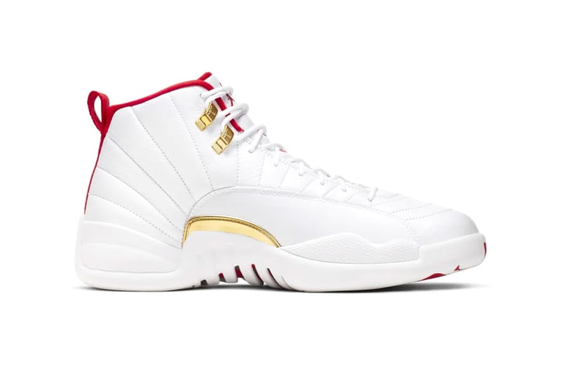 Jordan 12 red and best sale white footlocker