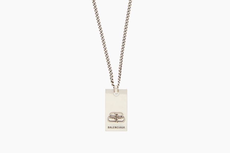 Balenciaga BB-logo Silver Pendant Chain Necklace | Drops