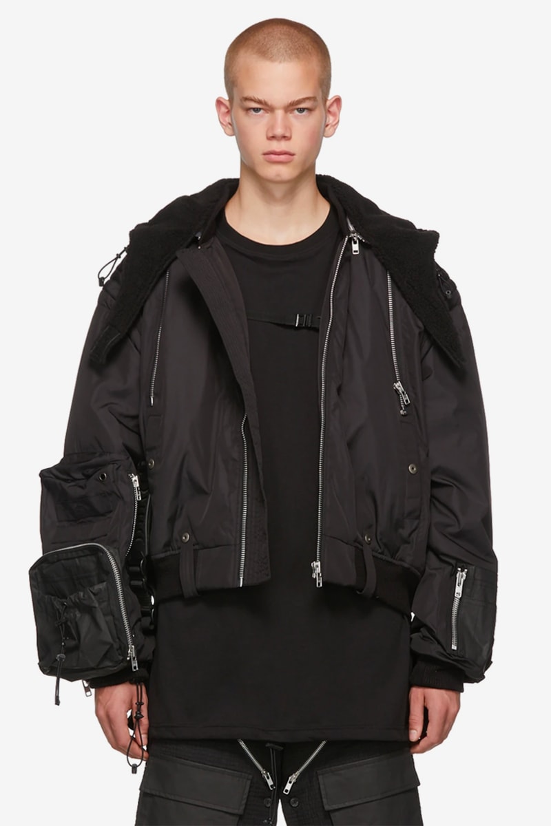 Blackmerle Black Messenger Bag Hooded Bomber Jacket | Hypebeast