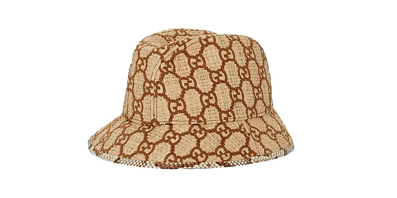 【モノグラムで可愛く♪】GUCCI GG RAFFIA HAT Gucci Raffia Elaphe GG Monogram Embroidered Wide Brim Hat