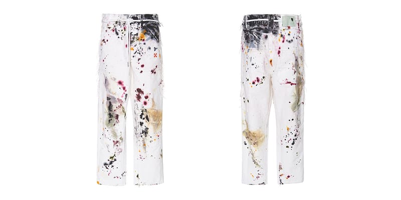 Off-White™ FW19 Painted Distressed White Jeans | Hypebeast