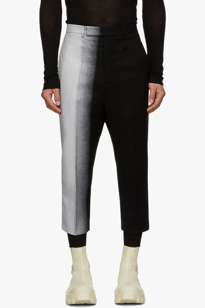 black trousers with silver stripe