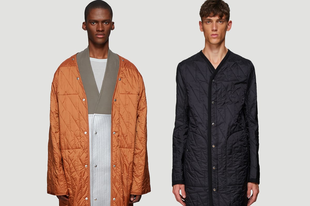 RICKOWENS 20FW QUILTED LINER PEECOAT | horsemoveis.com.br