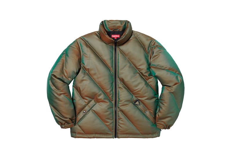 Supreme iridescent best sale puffy jacket green