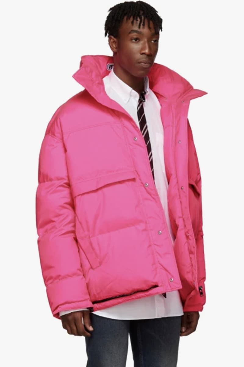 Vetements Drops Pink & Green Reversible Puffer Jackets | Hypebeast