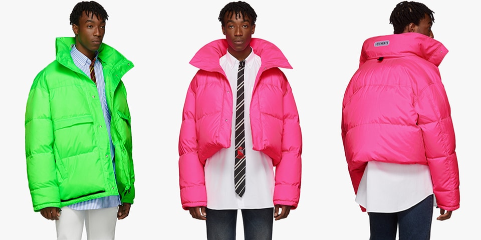 Vetements Drops Pink & Green Reversible Puffer Jackets | Hypebeast