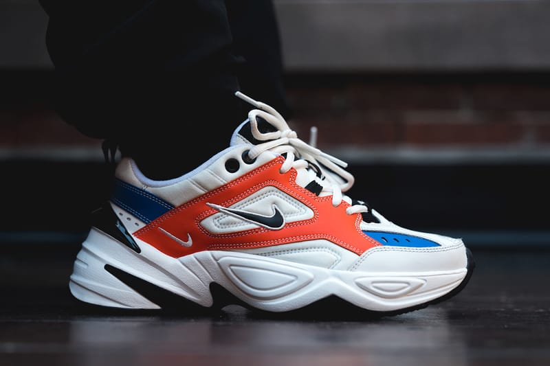 Nike m2k tekno grey best sale and orange