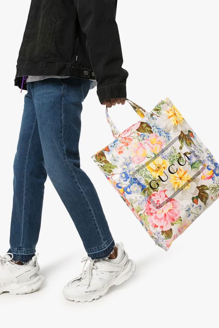 Gucci flower best sale tote bag