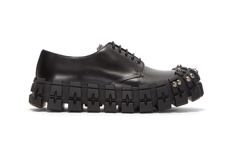 Shop: Prada Studded Brushed Leather Shoes in Black | Hypebeast