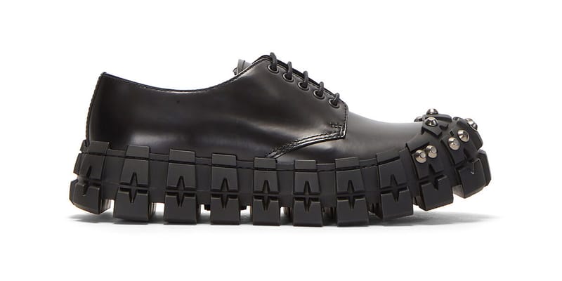 Shop: Prada Studded Brushed Leather Shoes in Black | Hypebeast