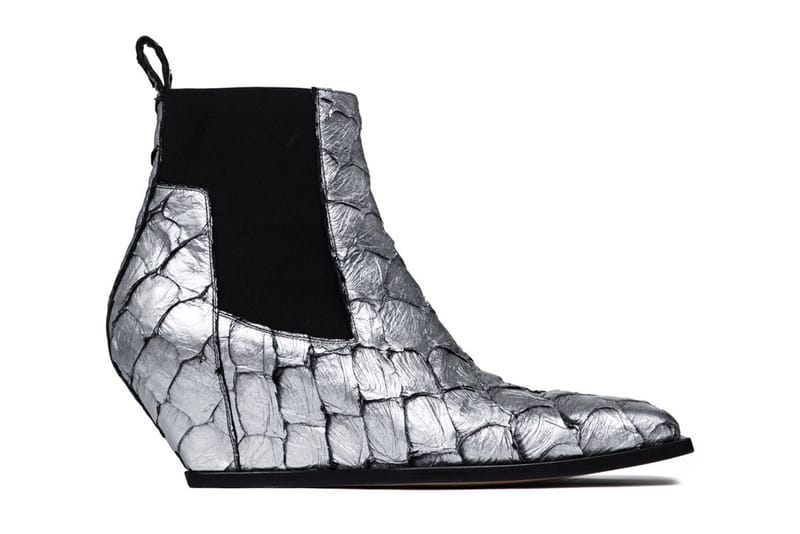 Rick Owens' Scaly Larry Model Silver Boots | Hypebeast