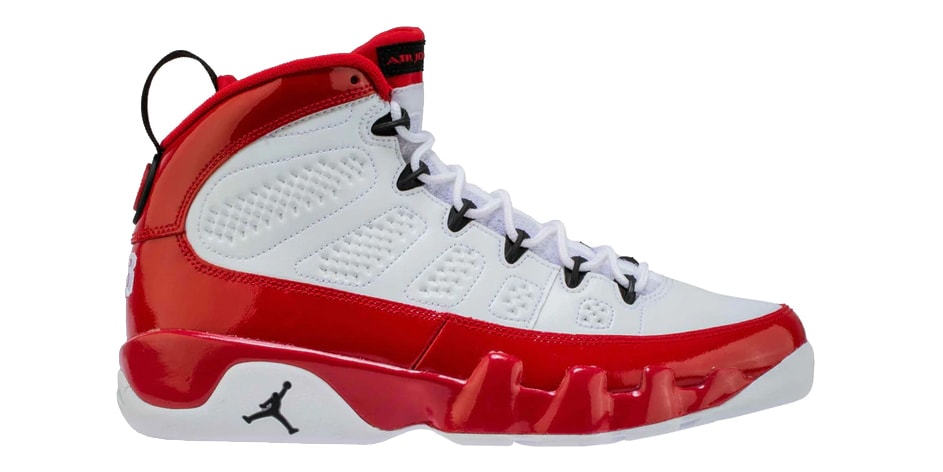 grey and red jordans 9