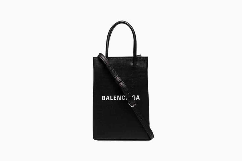本日限定BALENCIAGA Shopping Phone Holder Bag BALENCIAGA Patent Calfskin Logo Shopping Phone Holder Bag