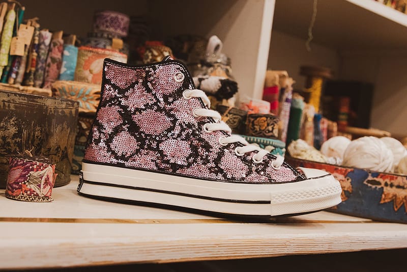 Pink sequin chuck store taylors