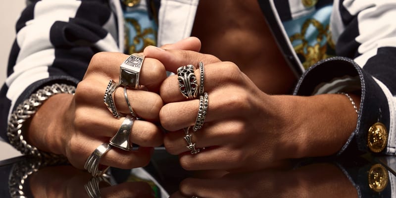 Mens chrome discount hearts rings