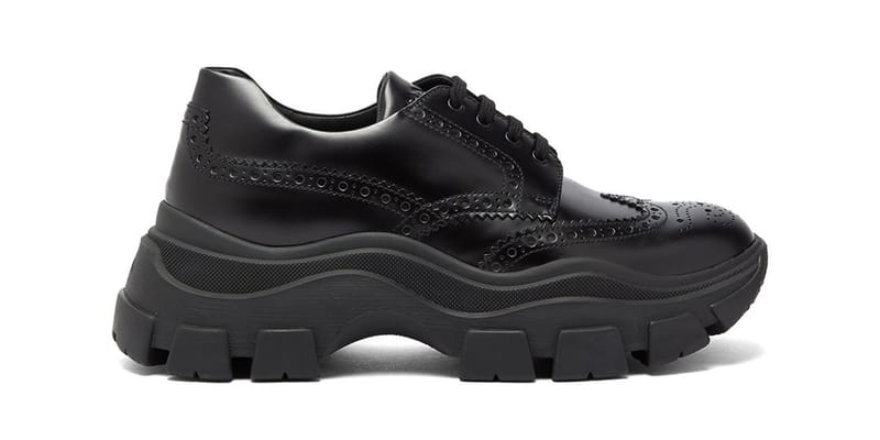 Prada Chunky-Sole Leather Brogue Sneakers Runway Release