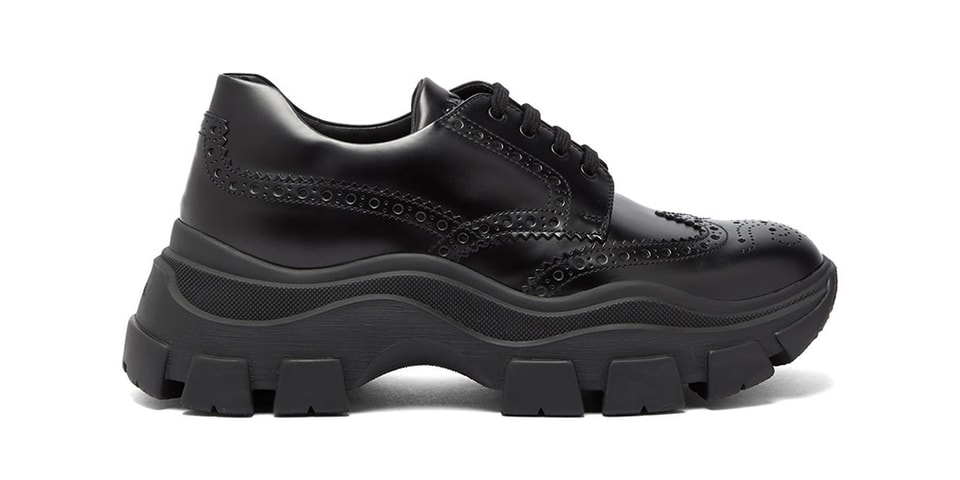 Prada Chunky-Sole Leather Brogue Sneakers Runway Release | Hypebeast