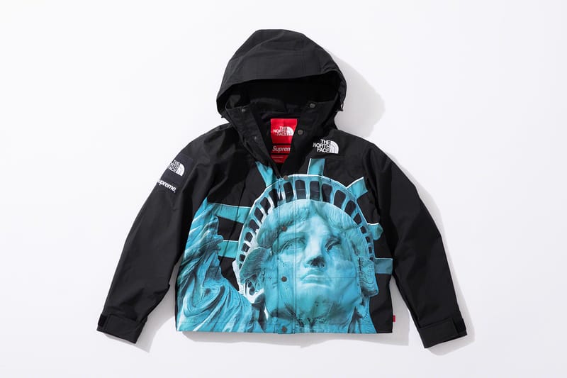 Supreme the north face statue hot sale of liberty hooded sweatshirt black