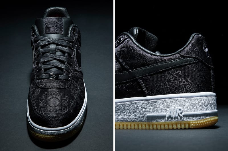 fragment x clot x nike air force 1 black silk