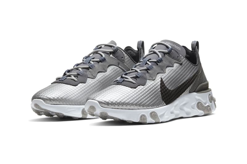 nike react element 55 trainers in silver