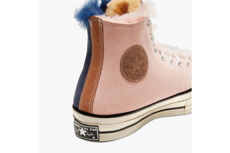 Navy shearling clearance converse