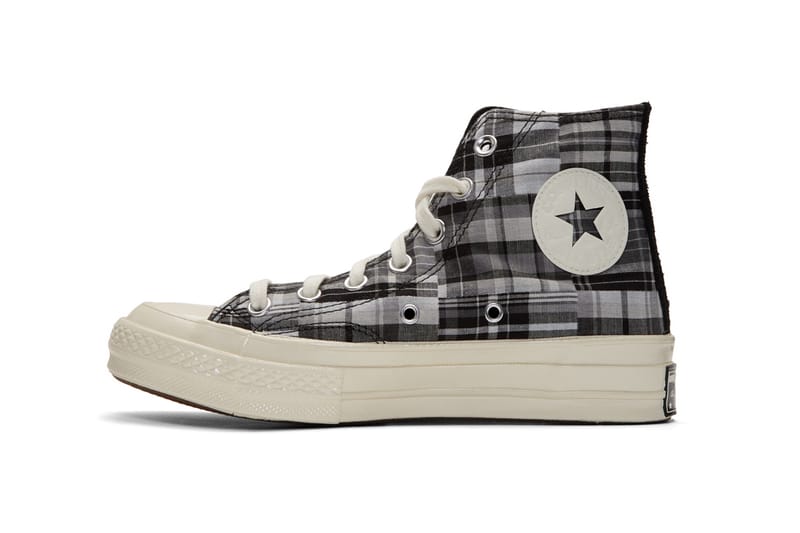 Black shop plaid converse