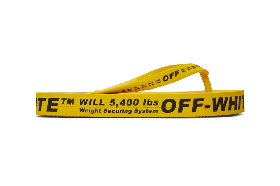 off white industrial flip flops