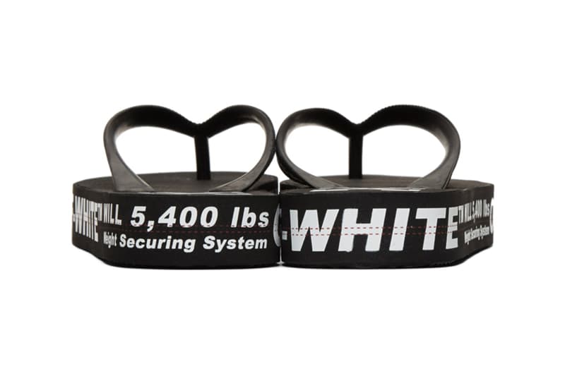 off white industrial flip flops