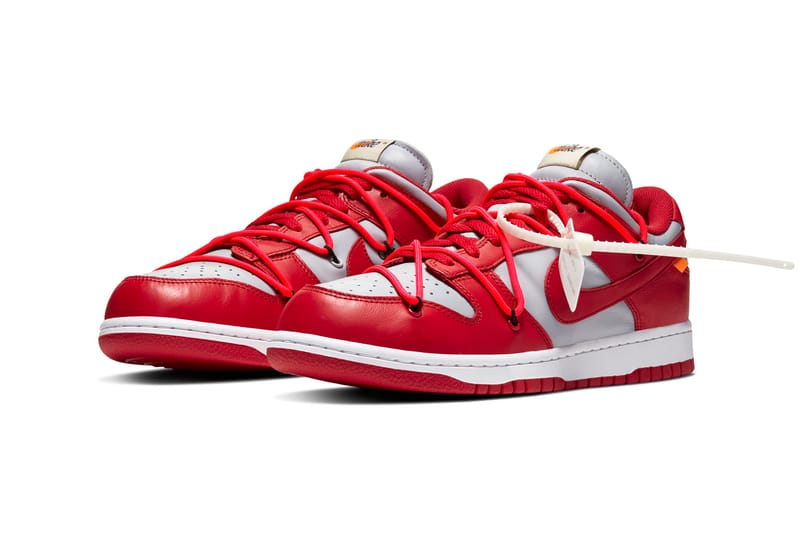 Dunk low x off-white university red best sale