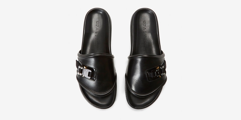 black slides with buckle