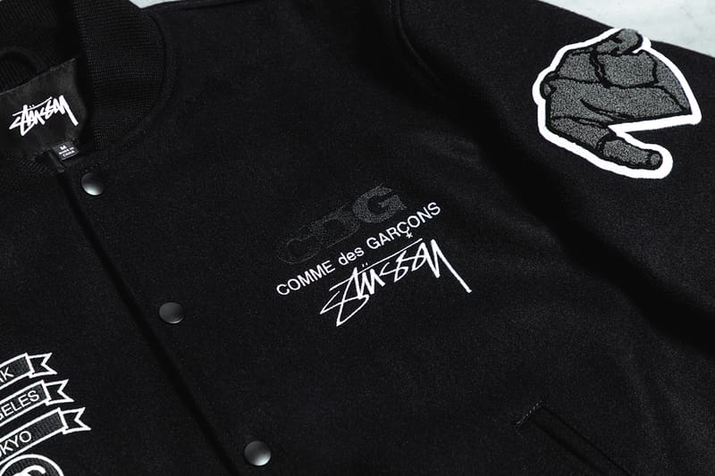 CDG x Stüssy 40th-Anniversary Varsity Jacket Closer Look | Hypebeast