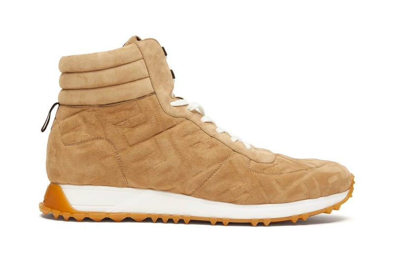 Fendi FF-Embossed High-Top Suede Trainers Release | Hypebeast