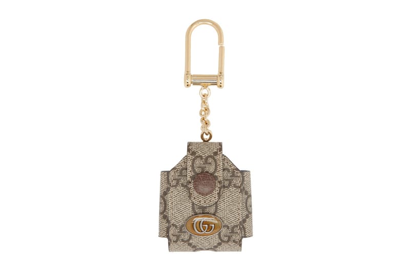 Gucci Beige GG Ophidia AirPods Case Keychain | Hypebeast