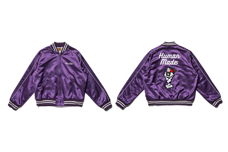 HUMAN MADE Purple Satin Varsity Jacket | Hypebeast