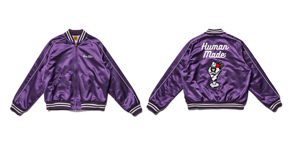 HUMAN MADE Purple Satin Varsity Jacket | HYPEBEAST