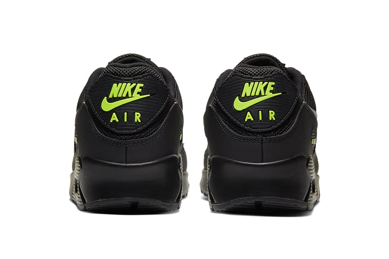 Nike air max 90 black and neon on sale green